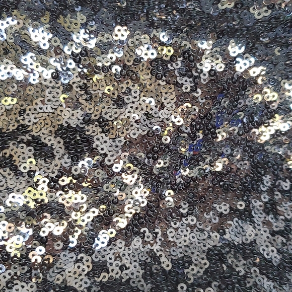 Short Sequined Dress with Lined Chiffon Skirt - Picture 3 of 5